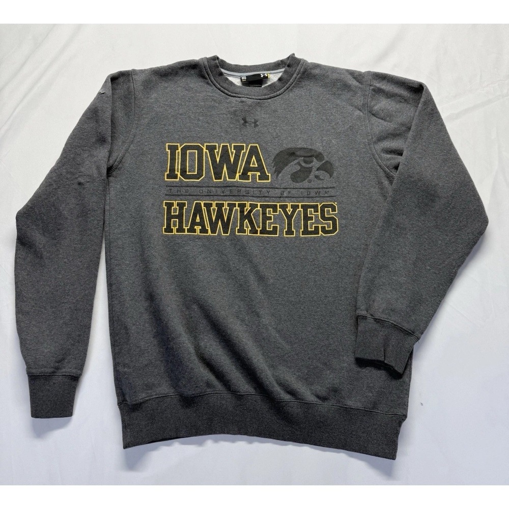 Under Armour Iowa Hawkeyes Crewneck Sweatshirt Mens‎ Med Gray *holes